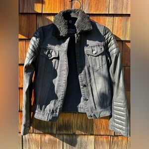 AllSaints black denim / leather moto jacket